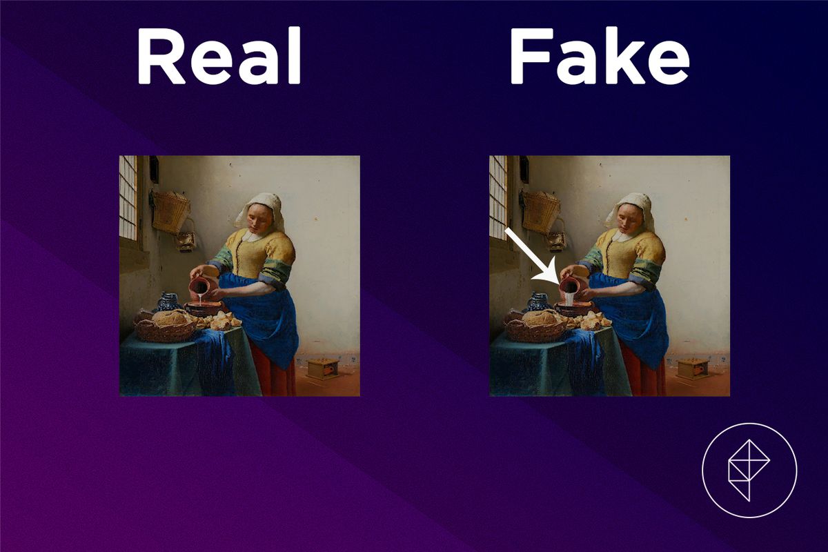 A comparison showing that the fake version of the Quaint Painting has more milk
