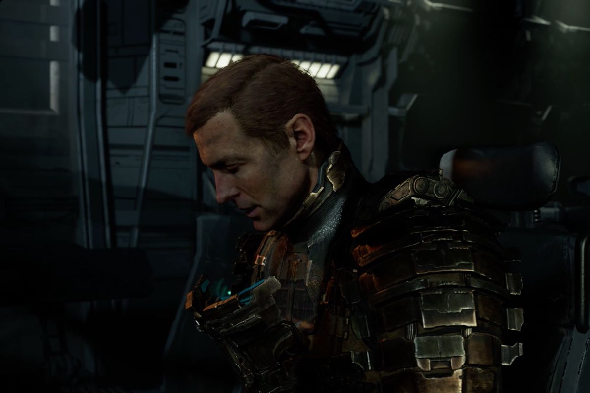 Dead Space Isaac taking a breath after escaping Aegis VII.