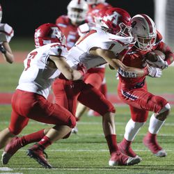 American Fork plays East High School in a football game at East High School in Salt Lake City on Friday, Sept. 6, 2019. American Fork won 57-45.