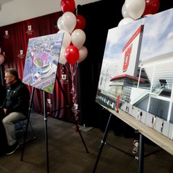 University of Utah President Ruth Watkins, Athletic Director Mark Harlan and football head coach Kyle Whittingham conduct a press conference about the upcoming expansion of Rice-Eccles Stadium at the stadium in Salt Lake City on Wednesday, Nov. 14, 2018.