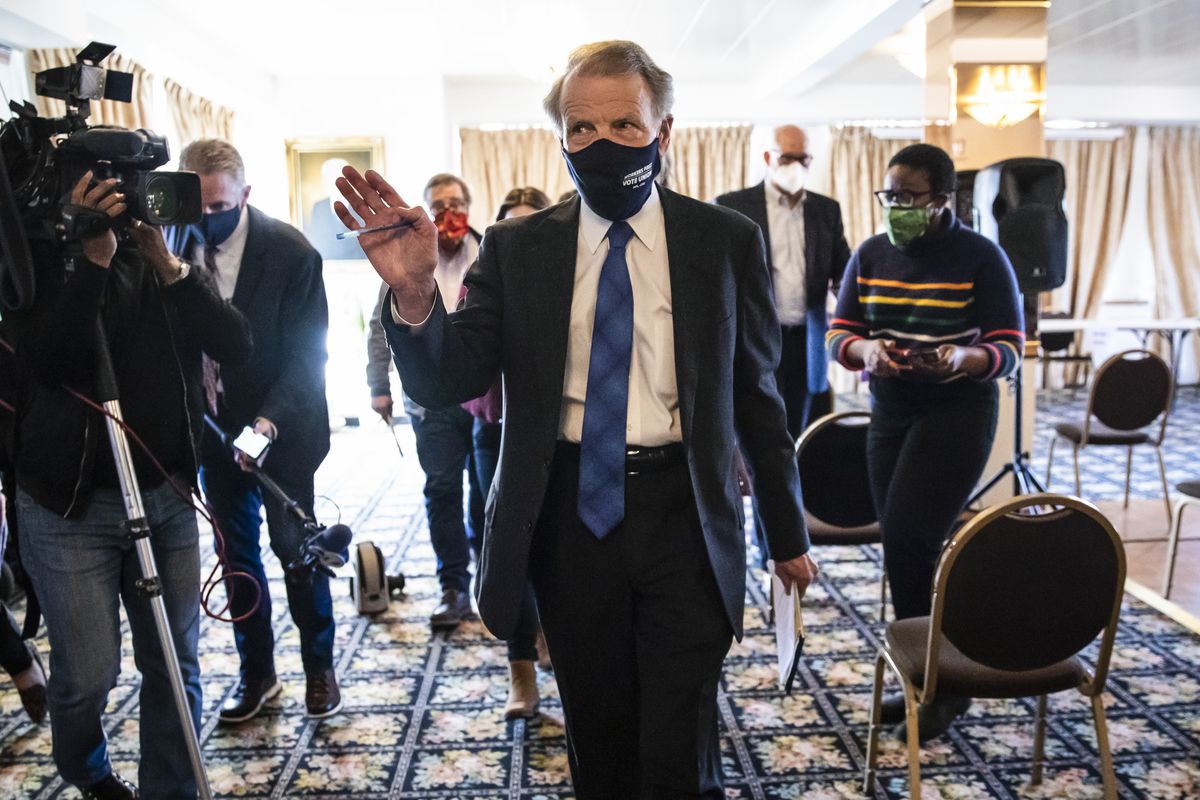 Illinois’ former Speaker of the House Michael Madigan walks away from reporters after a committee hearing Thursday morning, Feb. 25, 2021. on the Southwest Side. The hearing was to decide who will take over as state representative in the 22nd House District seat, a position held by Madigan since 1971. The committee appointed Angelica Guerrero-Cuellar. The first choice for the position, Edward Guerra Kodatt, was sworn in Sunday but resigned Wednesday.