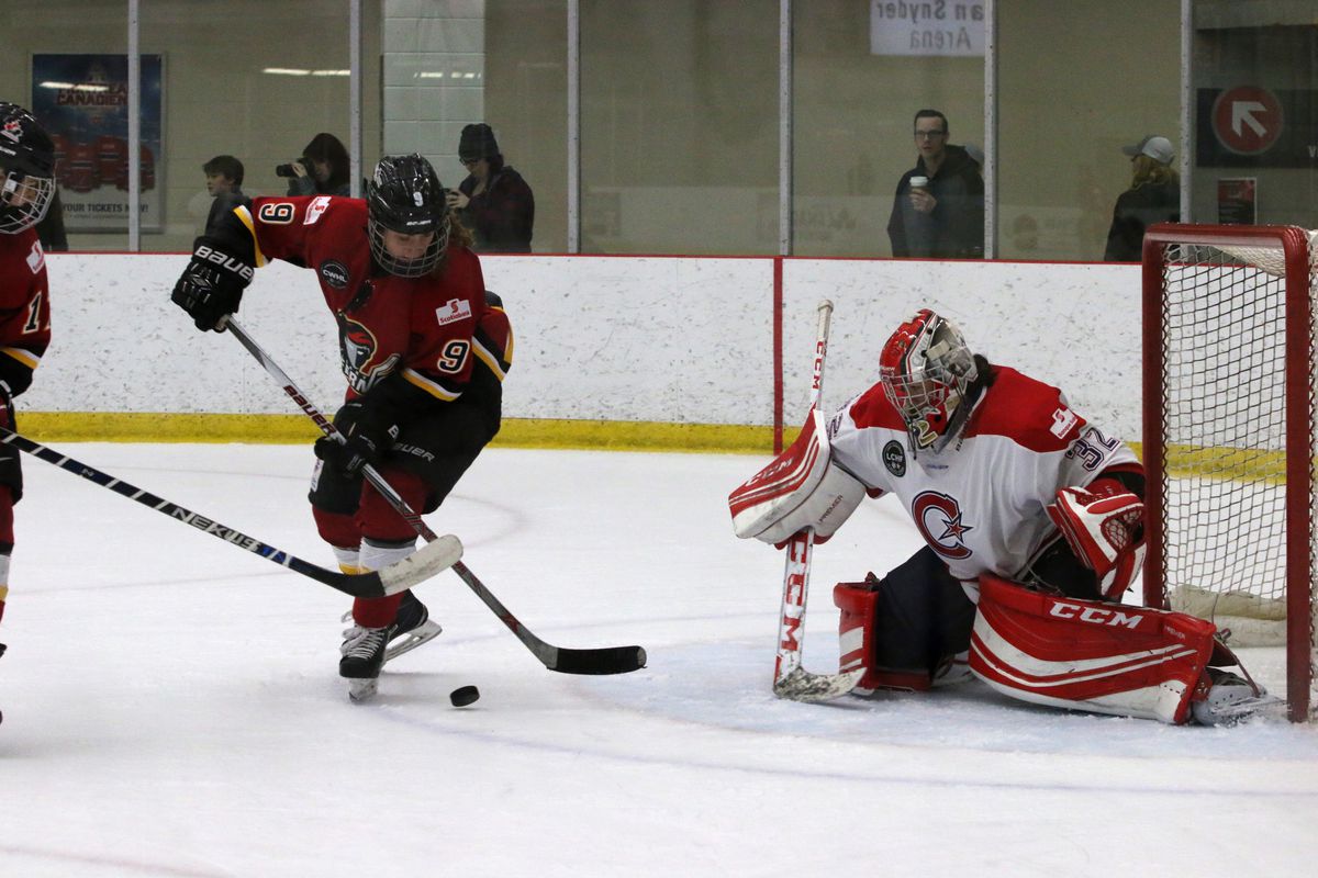 Sarah Davis and the Inferno offense tested Charline Labonte Sunday, but she held firm, stopping 23 shots and earning a shutout to spoil Calgary's winning streak. 