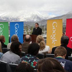 Gov. Gary Herbert speaks during an event Wednesday, April 17, 2013, announcing that Google Fiber will be brought to Provo.