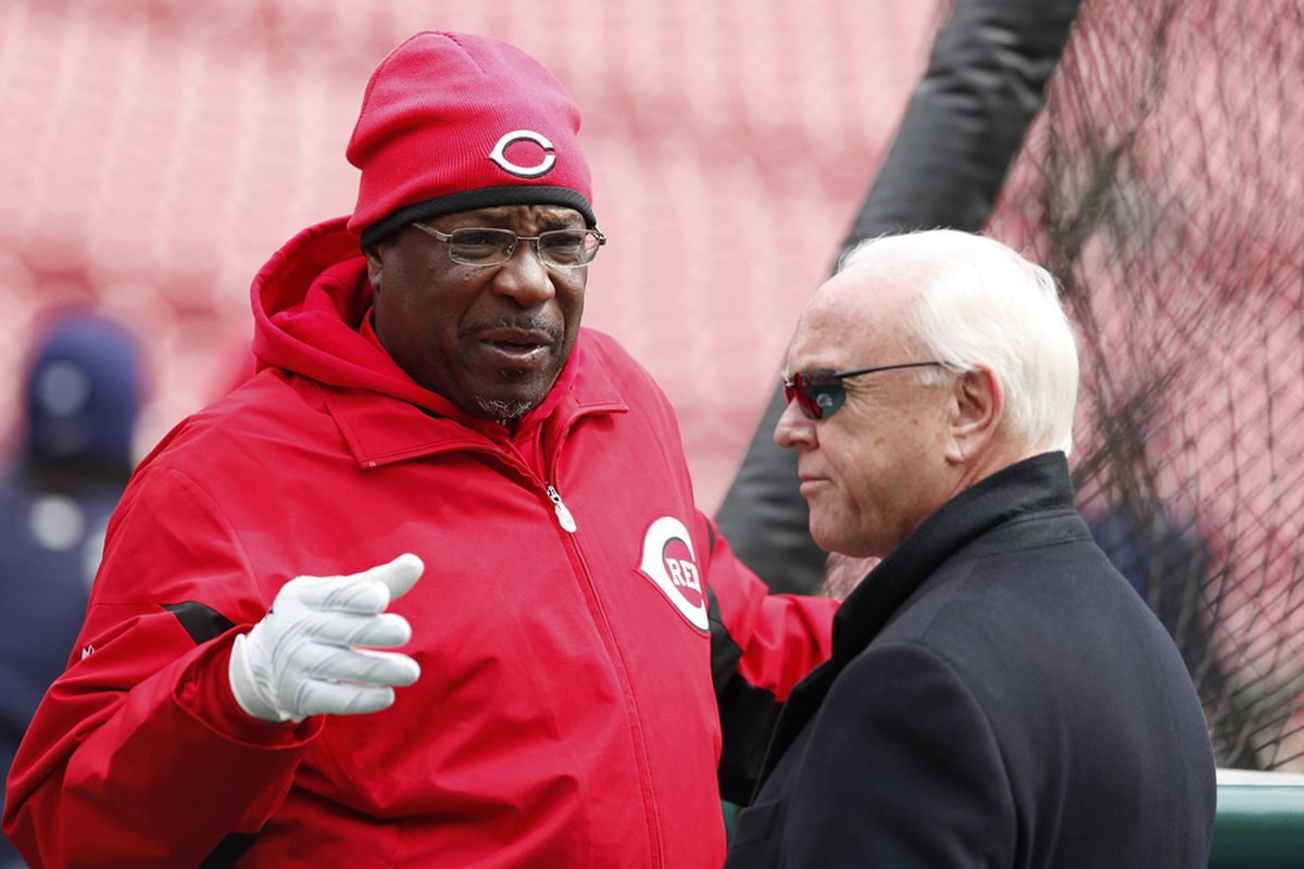 Cincinnati Reds manager Dusty Baker and general manager Walt Jocketty on a scouting trip to the North Pole. (Photo by Joe Robbins/Getty Images)