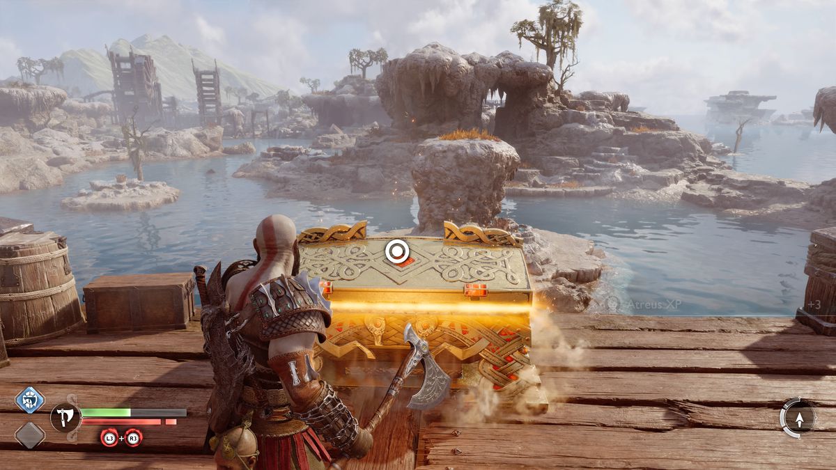 Kratos opens a Legendary Chest in God of War Ragnarök