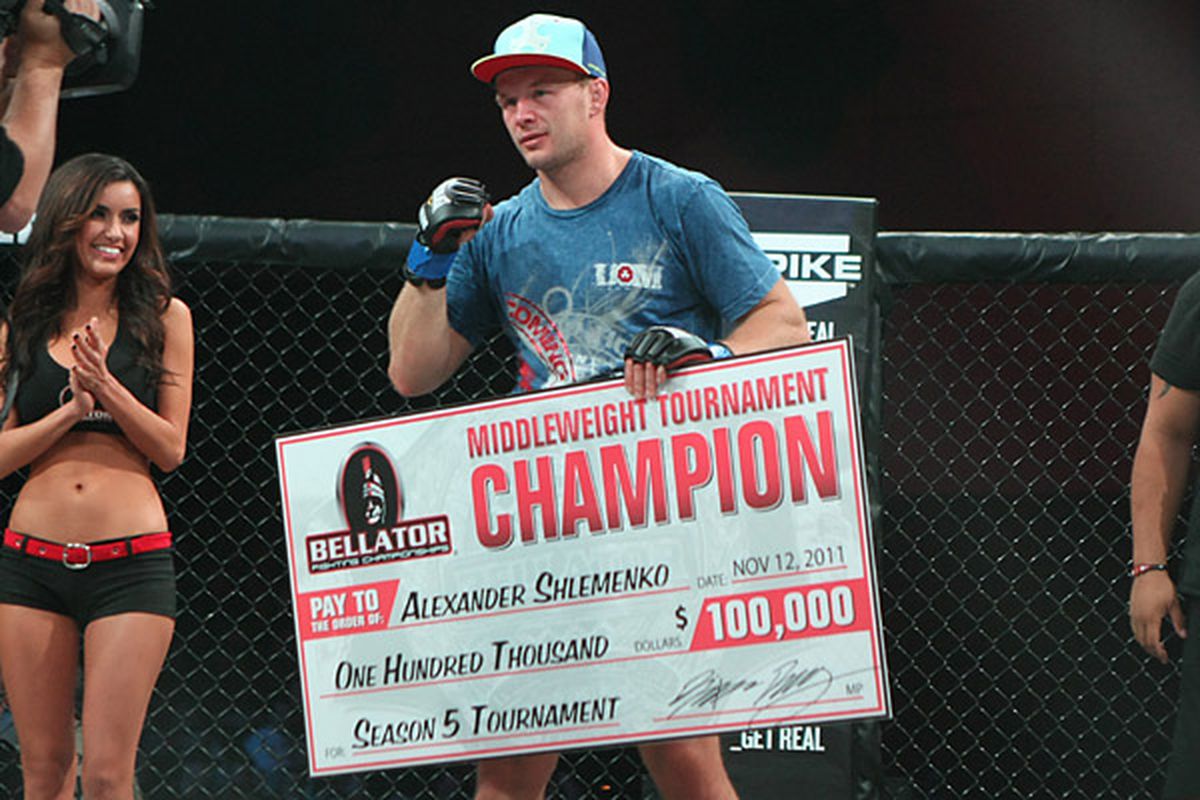 Two-time Bellator Middleweight tournament winner Alexander Schlemenko will be sidelined for several months due to a dislocated thumb and broken collarbone he suffered after a car accident on Wednesday (April 11, 2012) in Russia.