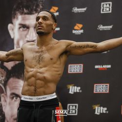 A.J. McKee poses at Bellator 212 weigh-ins.