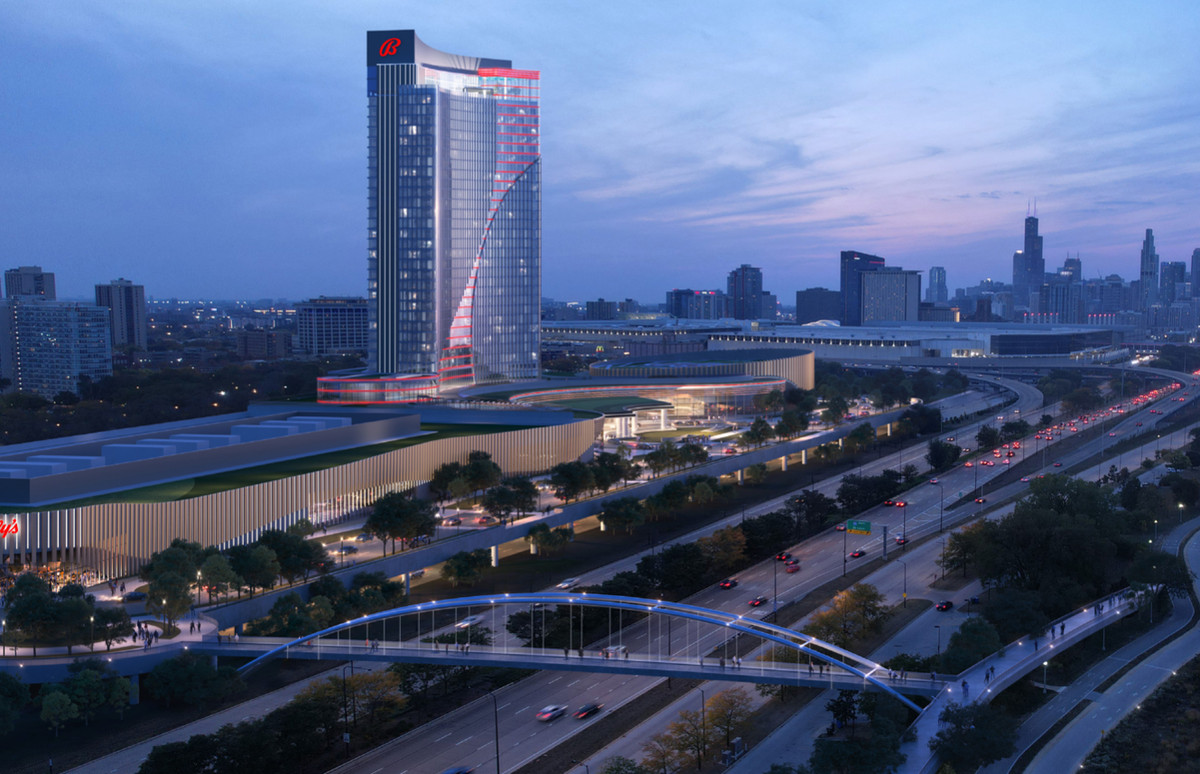 Artist’s rendering of the proposed Bally’s casino near McCormick Place.