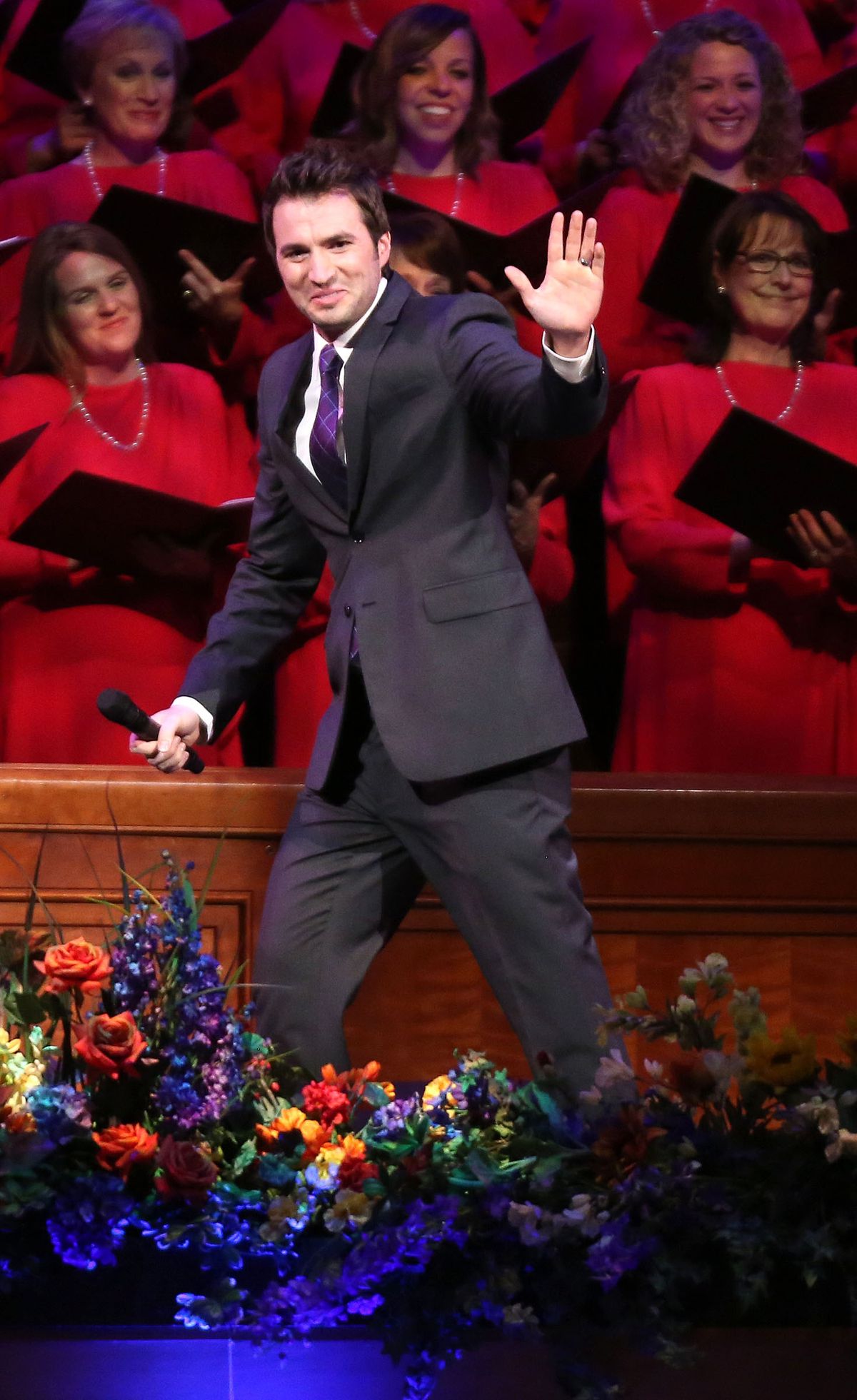 Nathan Pacheco walks off stage after performing with the Mormon Tabernacle Choir and Orchestra at Temple Square for a Pioneer Day concert at the Conference Center in Salt Lake City on Friday, July 19, 2013.