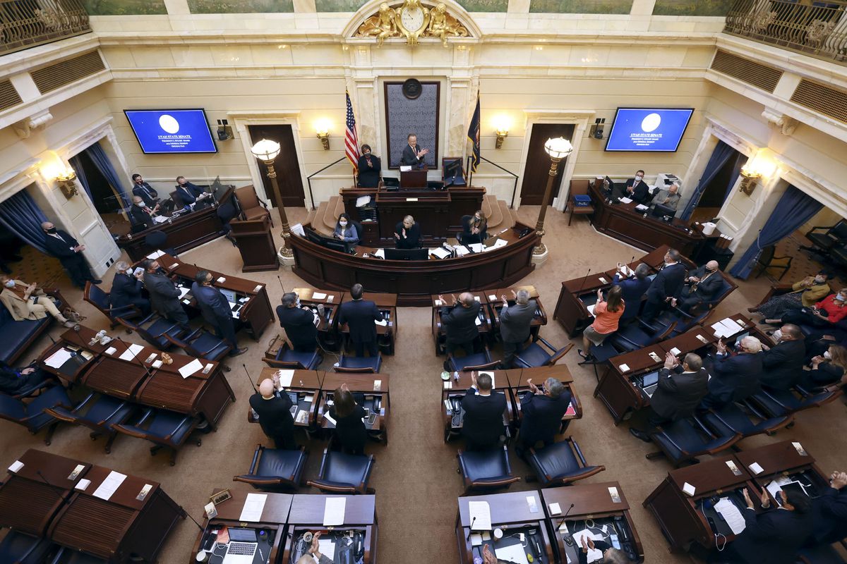 Senate President Stuart Adams, R-Layton, opens the Utah Legislature’s&nbsp;2021 general session in the Senate chamber at the Capitol in Salt Lake City on Tuesday, Jan. 19, 2021.