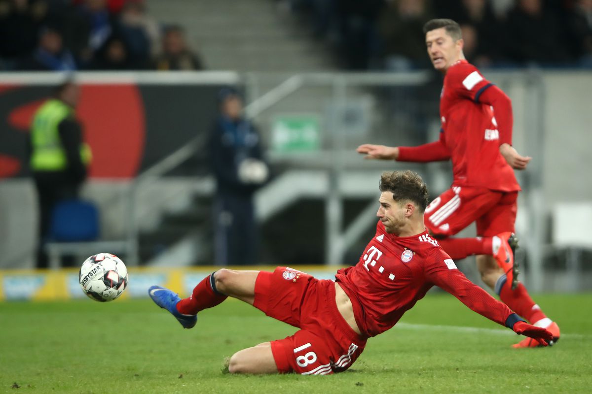 SINSHEIM, GERMANY - JANUARY 18: Leon Goretzka of Bayern Munich scores the 2nd goal during the Bundesliga match between TSG 1899 Hoffenheim and FC Bayern Muenchen at Wirsol Rhein-Neckar-Arena on January 18, 2019 in Sinsheim, Germany.