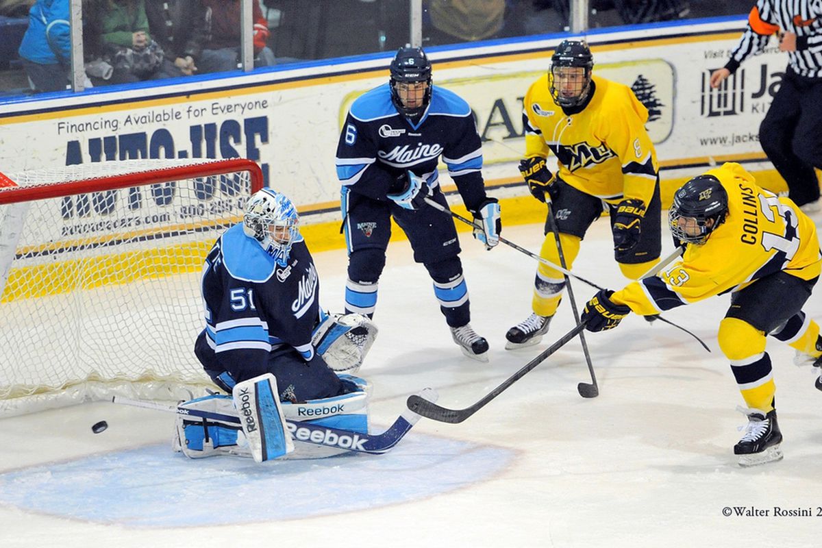 Merrimack junior Mike Collins scored twice and added an assist in Saturday's win.