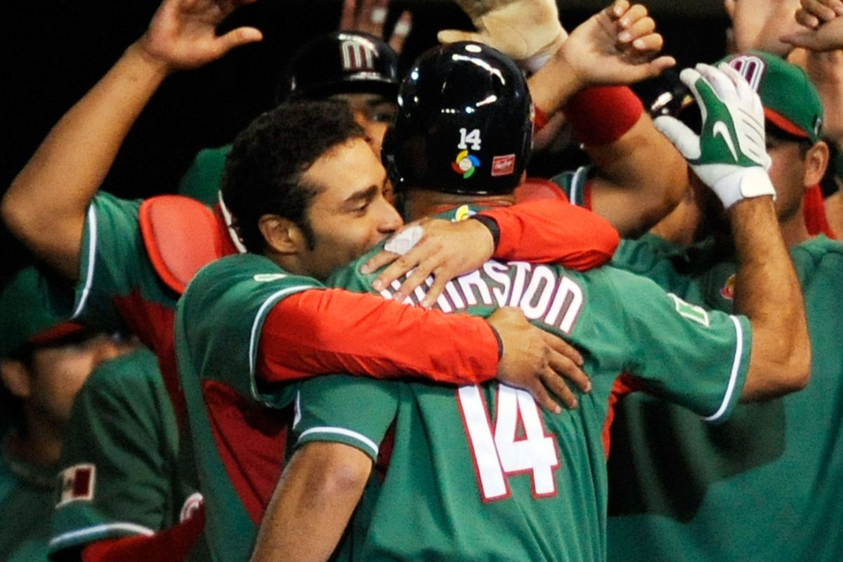 The brothers Hairston celebrate a home run for Team Mexico during the 2009 World Baseball Classic.
