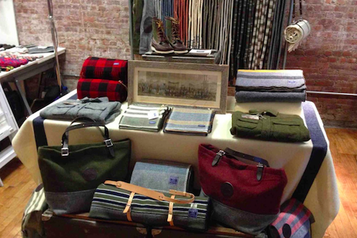 The Faribault Woolen Mills booth at December's flea; they'll be back this weekend