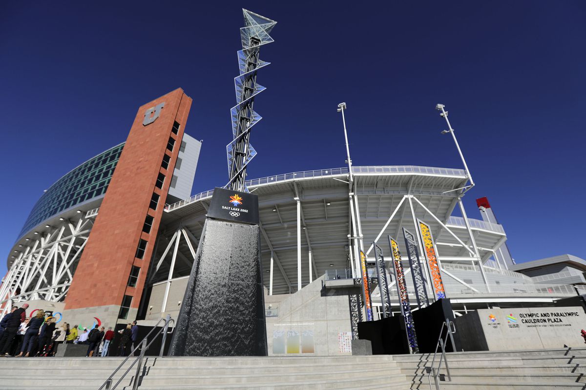 The University of Utah 2002 Olympic and Paralympic Cauldron Plaza is pictured during an unveiling ceremony.