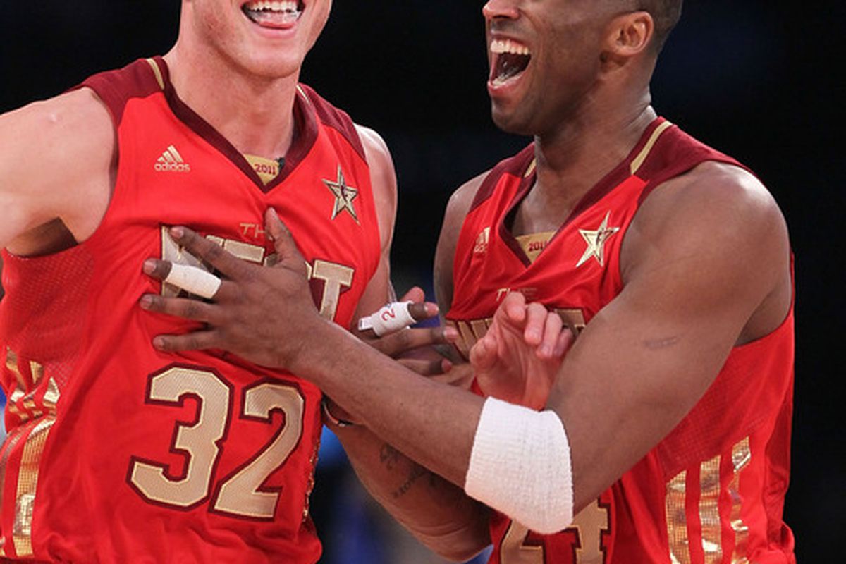 Blake Griffin of the Clippers and Kobe Bryant of the Lakers had reason to smile during the 2011 NBA All-Star Weekend in Los Angeles.