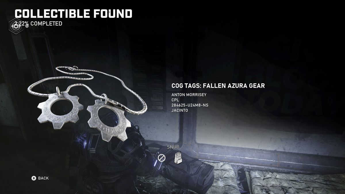 Gears 5 Collectible 4 // COG tags Fallen Azura Gear