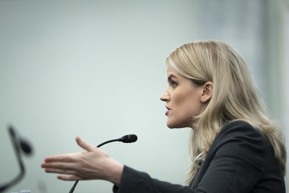 Former Facebook employee and whistleblower Frances Haugen testifies during a Senate hearing on Capitol Hill on Tuesday.