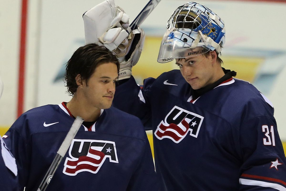 John Gibson (left) led the United States to Gold last year. It is Providence's Jon Gillies (right) turn to shine in 2014.