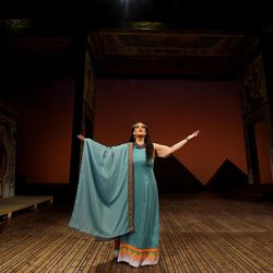 Jennifer Check as Aida rehearses for Utah Opera's production of "Aida" at the Capitol Theatre in Salt Lake City on Wednesday, March 2, 2016.