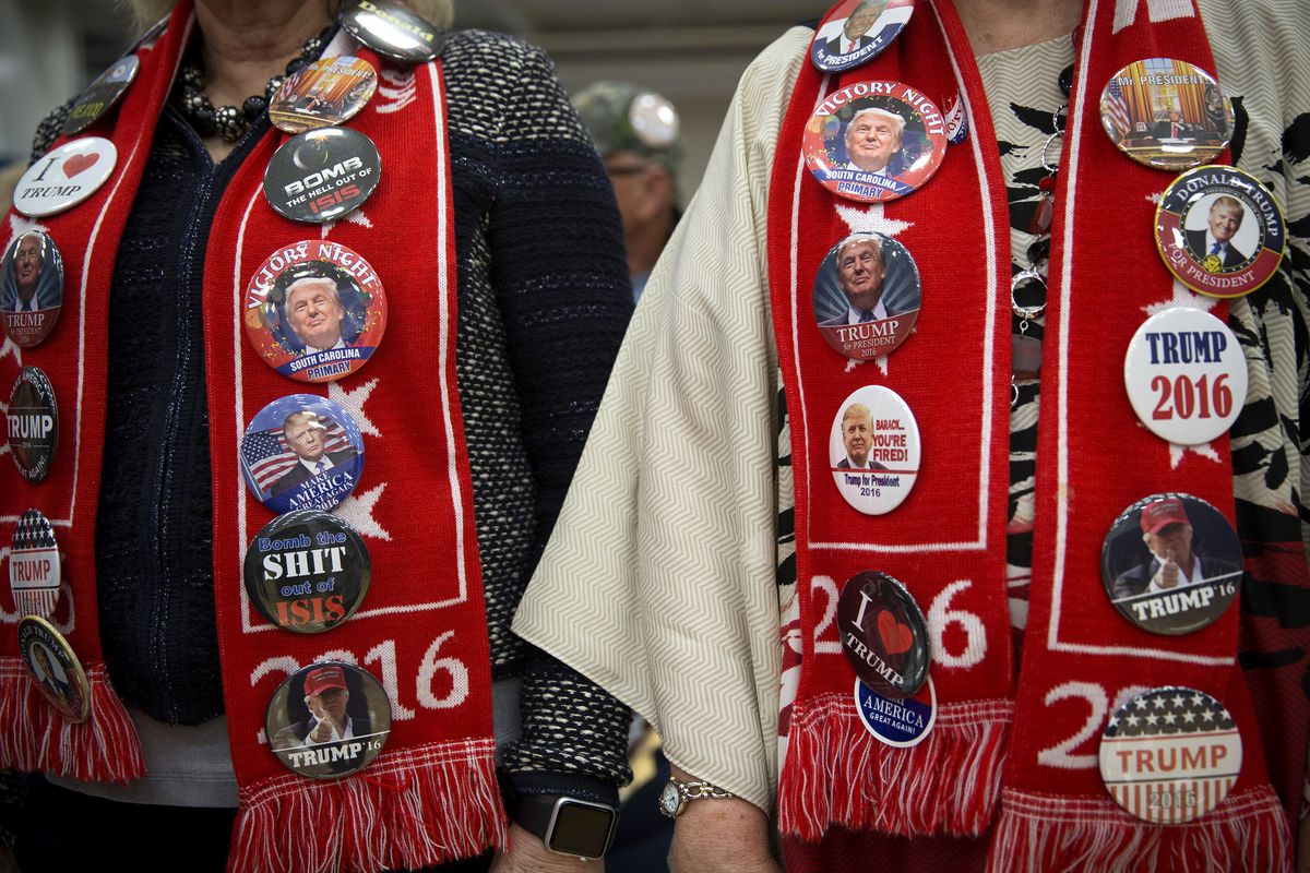 Supporters wait for Republican presidential candidate Donald Trump to speak at a rally February 19, 2016 in Myrtle Beach, South Carolina. (Photo by Aaron P. Bernstein/Getty Images)