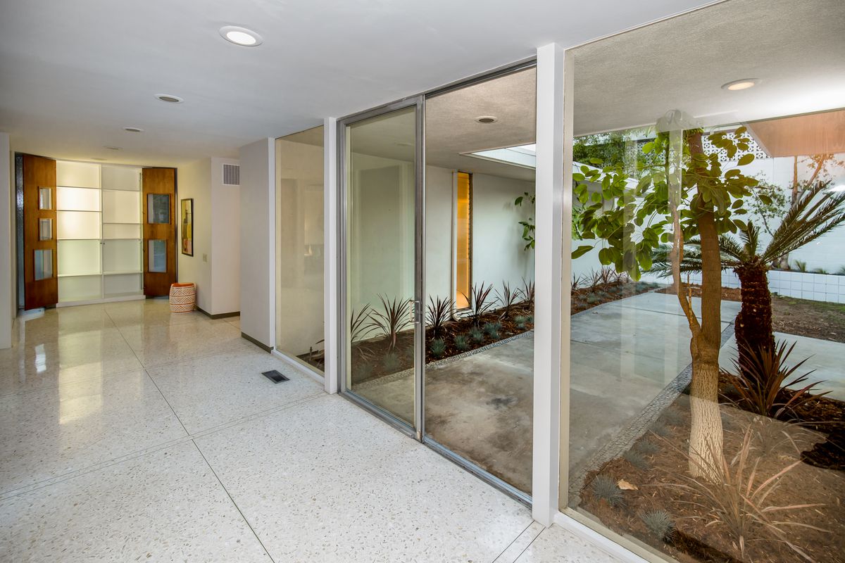 Foyer with glass walls