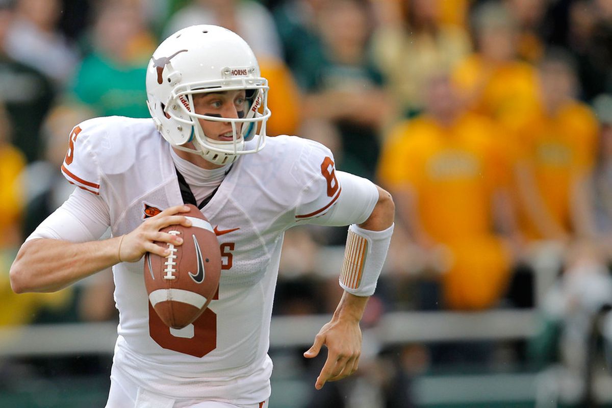 WACO, TX - DECEMBER 03: Case McCoy #6 of the Texas Longhorns runs during a game against the Baylor Bears at Floyd Casey Stadium on December 3, 2011 in Waco, Texas.  (Photo by Sarah Glenn/Getty Images)