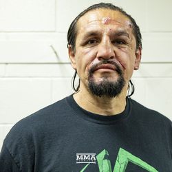Tony Lopez post fight on Saturday night at Bare Knuckle FC inside Cheyenne Ice & Events Center in Wyoming. 