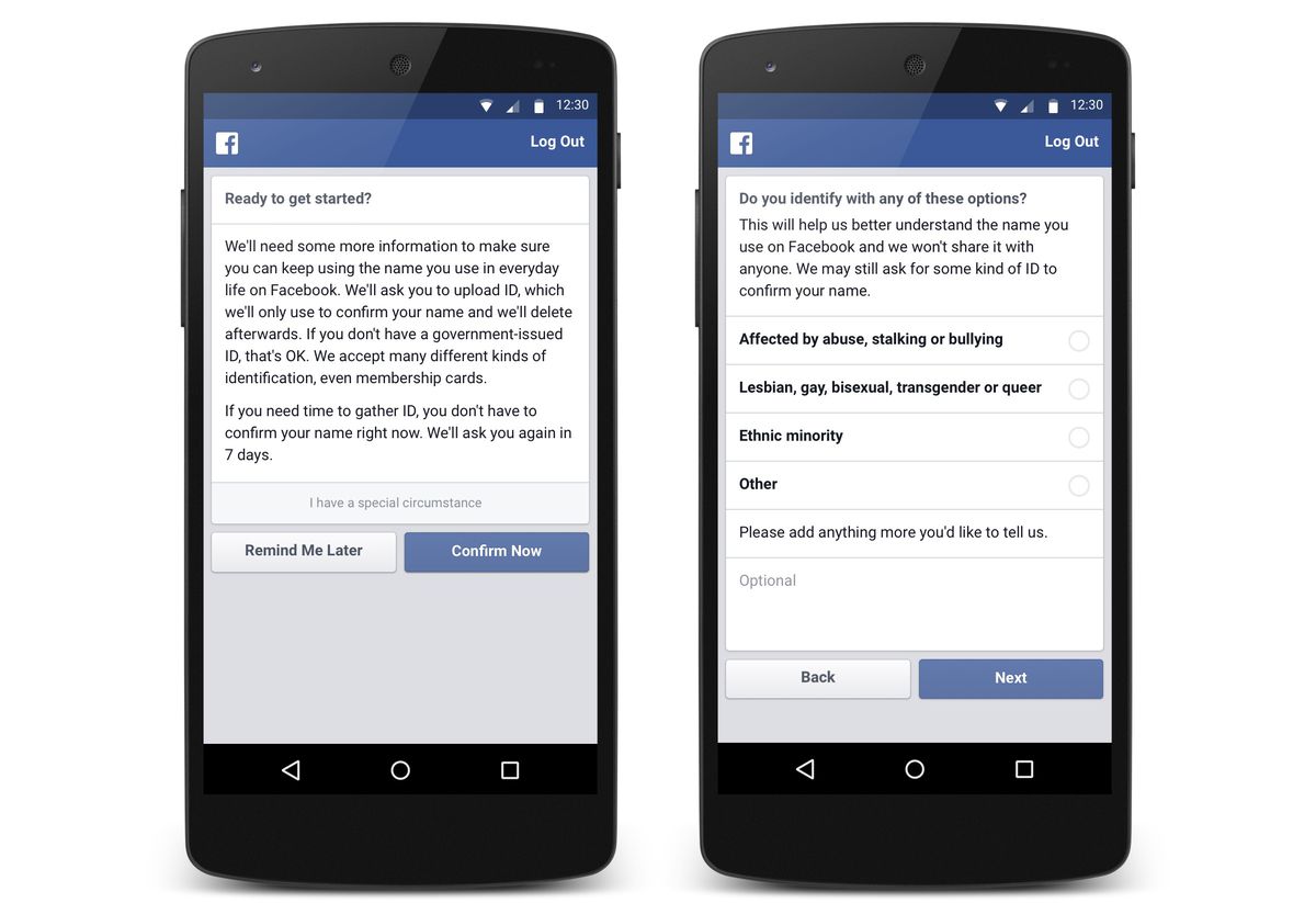 Facebook Real Name Policy Appeal