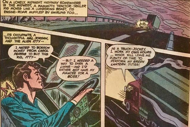 Hal Jordan and Itty the sidekick on a road trip together