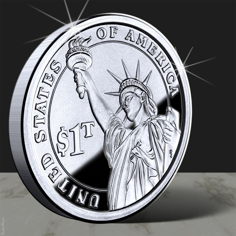 A visualization of what a $1 trillion coin could look like.