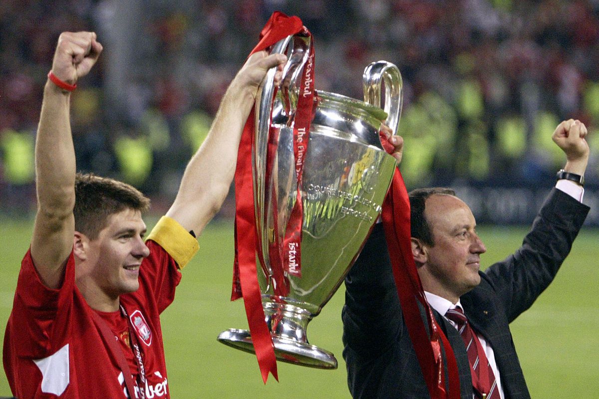 Liverpool's captain Steven Gerrard holds