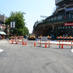 2:30 p.m. The partially reopened intersection of Sheffield and Waveland - 