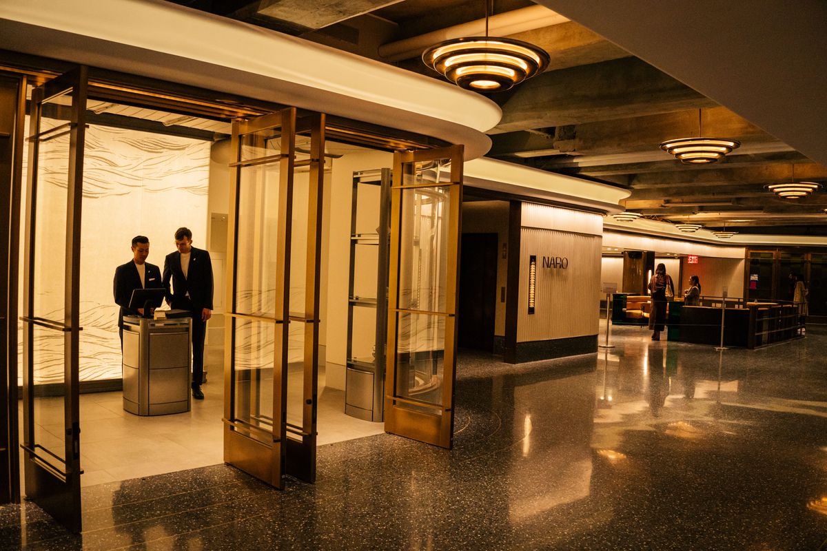 The lobby of Naro, a Korean restaurant at Rockefeller Center in Manhattan.