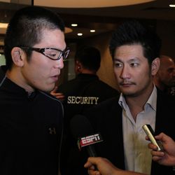 ONE FC 6 Behind the Scenes: Shinya Aoki talking to ESPN backstage -- Photo by Anton Tabuena