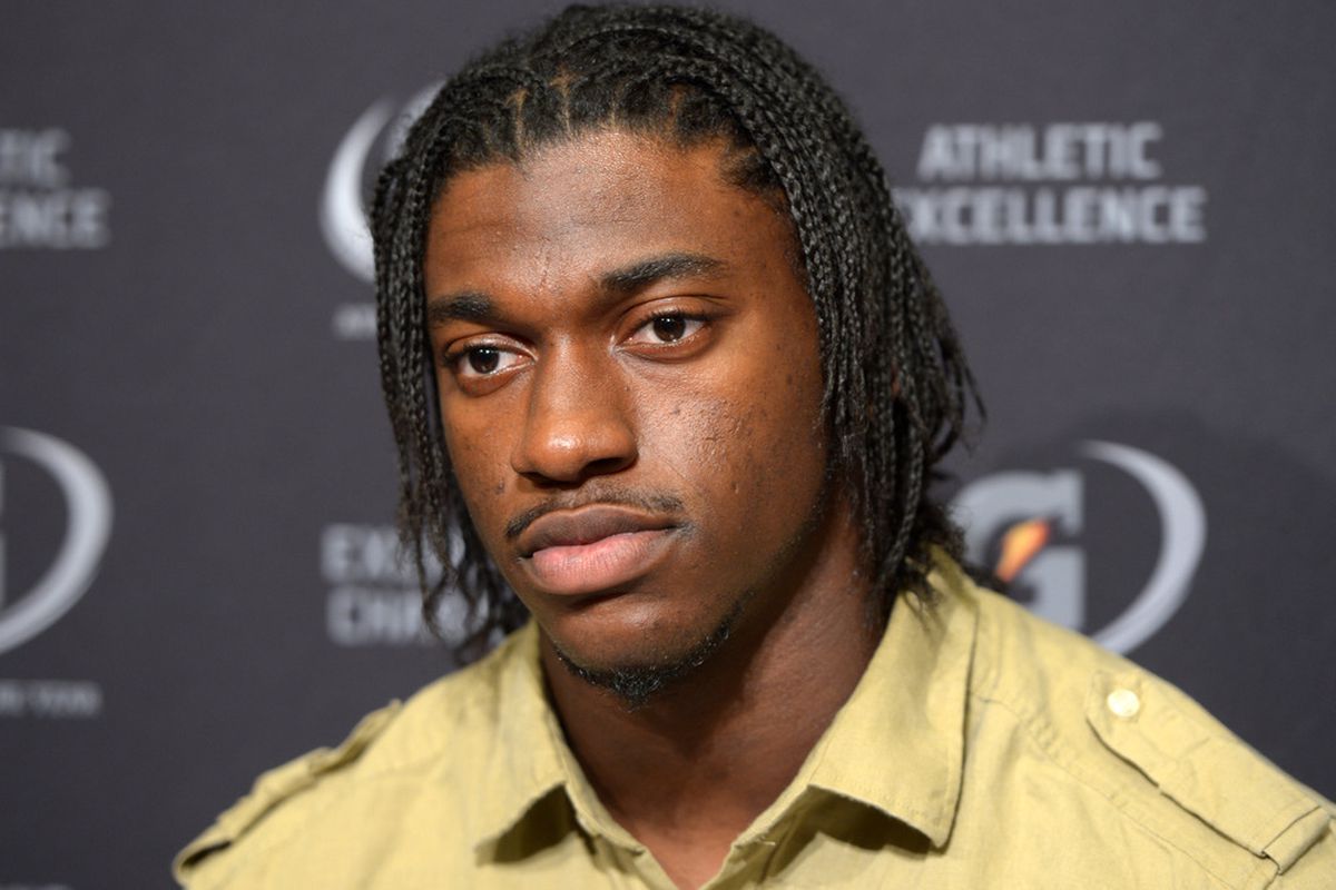Jul 10, 2012; Hollywood, CA, USA; Washington Redskins quarterback Robert Griffin III at the 2012 Gatorade national athlete of the year awards ceremony at the Loews Hollywood Hotel. Mandatory Credit: Kirby Lee/Image of Sport-US PRESSWIRE