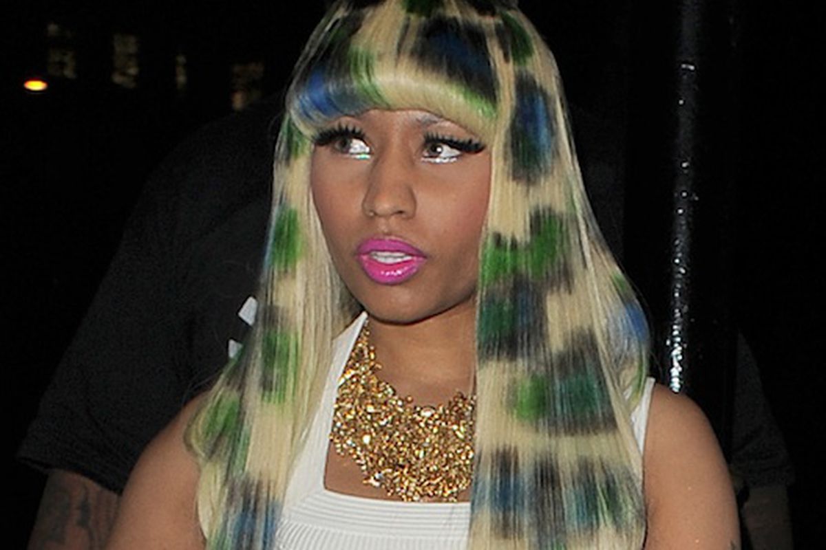 Sure, it's not for everyone, but Nicki is kind of owning this printed-hair thing. Image via <a href="http://www.styleite.com/media/styledish-01231/">Styleite</a>. 