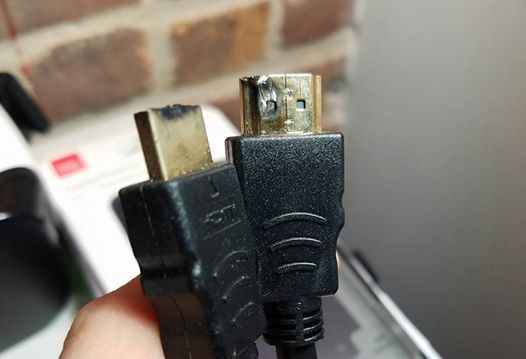 Welch's burned HDMI cable