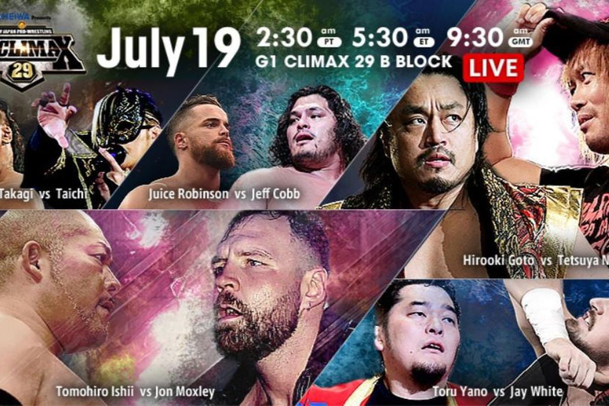 Lineup graphic for night six of G1 Climax 29