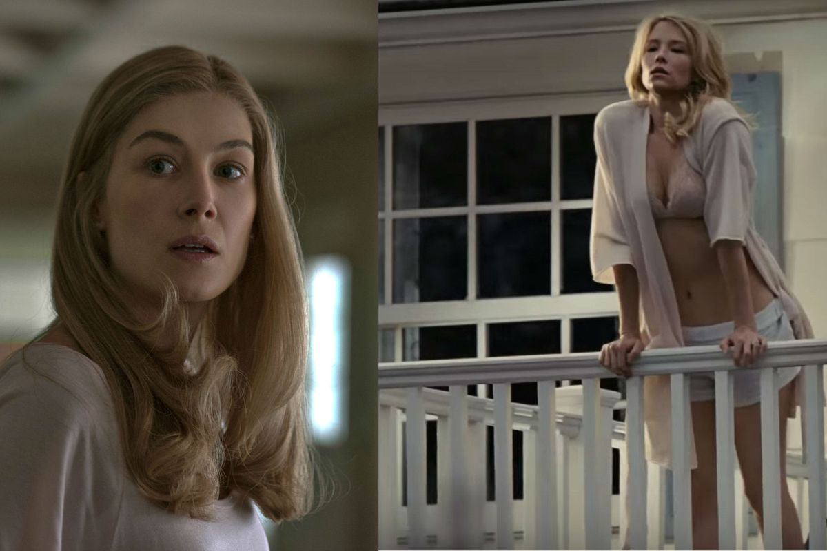 Rosamund Pike in Gone Girl and Haley Bennett in The Girl on the Train