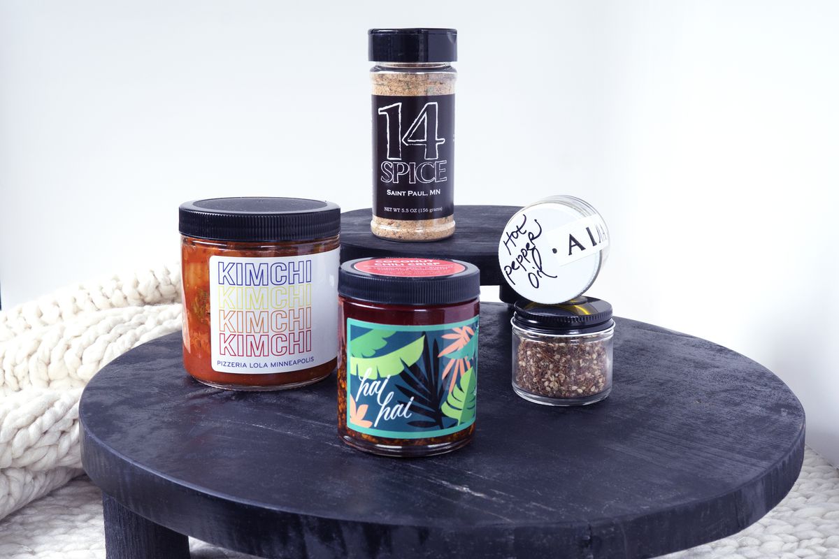 A collection of condiments and spice blends