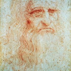 Leonardo tried a cool pastel beauty look for this selfie, taken in 1512-1515.