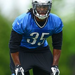 Detroit Lions running back Joique Bell (35) during organized team activities at Lions training facility.