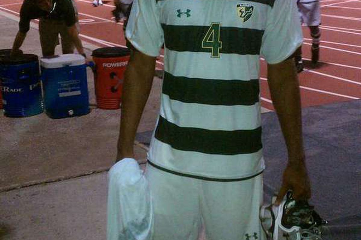Senior right back Javed Mohammed wearing the best USF uniform ever. 