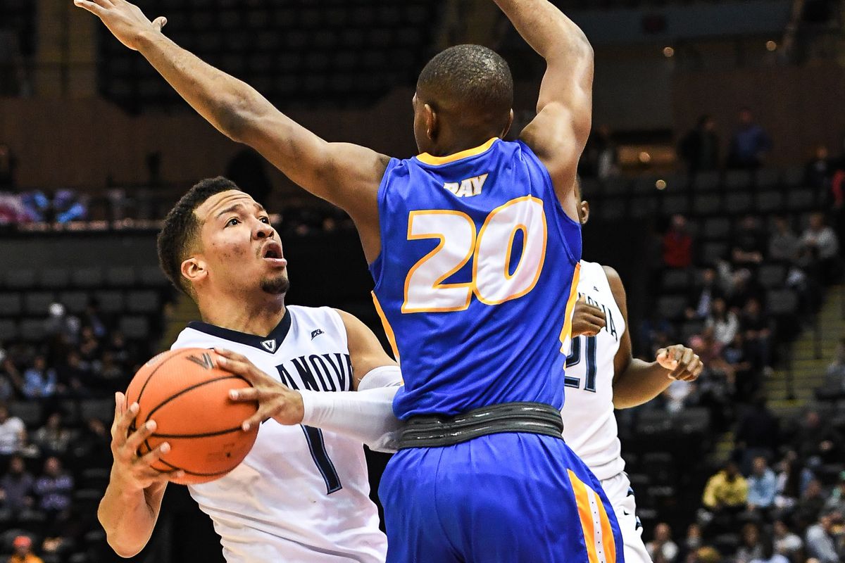 Villanova Wildcats guard Jalen Brunson drives to the basket on Hofstra Pride guard Jalen Ray during the second half of the game between the Hofstra Pride and the Villanova Wildcats at Nassau Coliseum.&nbsp;