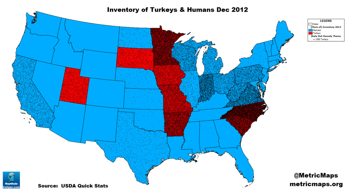 Gobble up this great map of America’s turkey population Vox