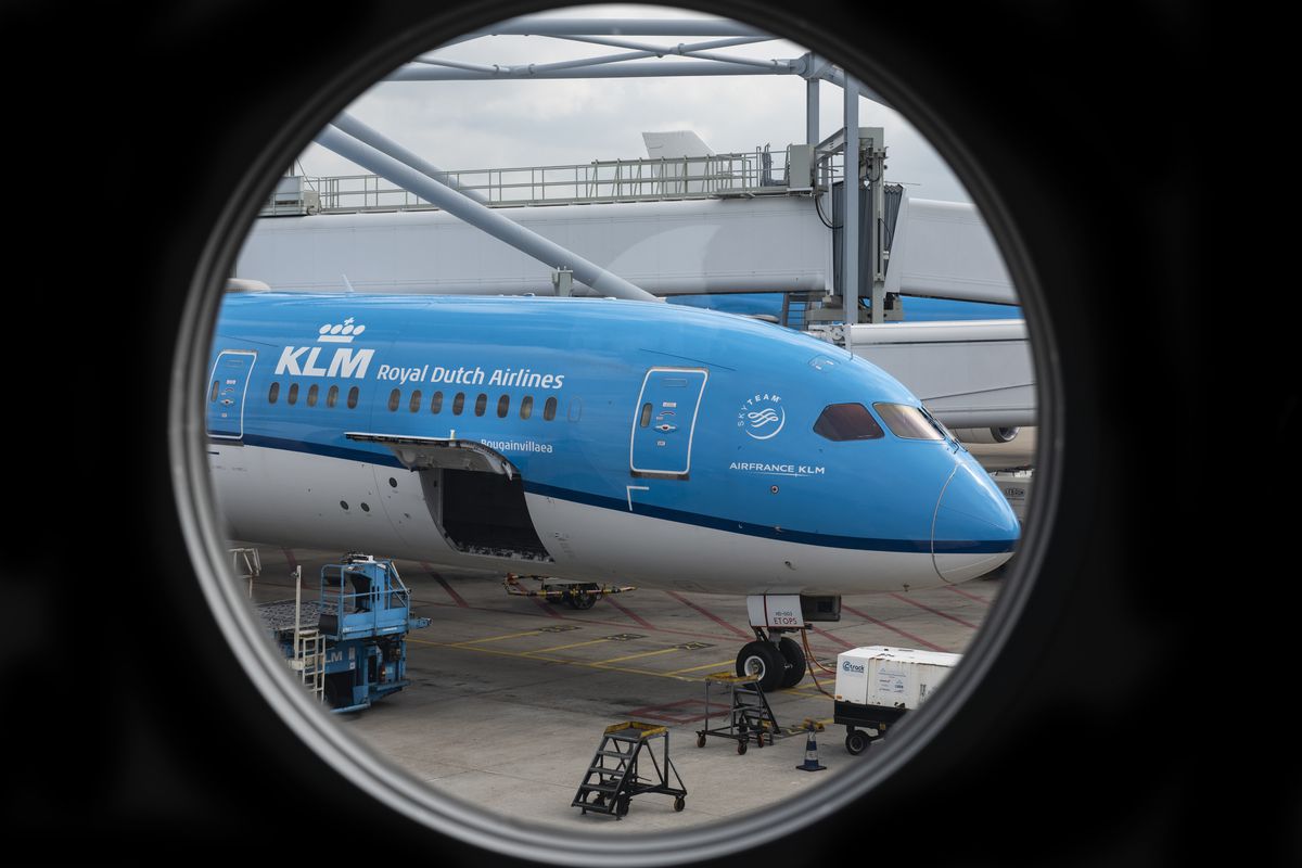 KLM Royal Dutch Airlines plane at Amsterdam Schiphol Airport...