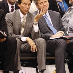 Utah Jazz head coach Quin Snyder watches as the Utah Jazz take on the Memphis Grizzlies in Salt Lake City Wednesday, Feb. 4, 2015. The Grizzlies beat the Jazz, 100-90.