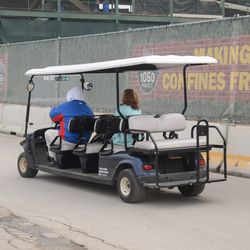 2:08 p.m. Cubs service cart on Waveland - 