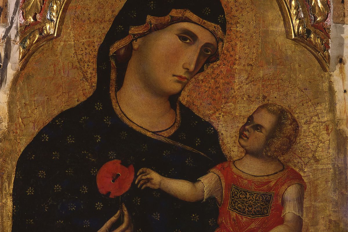 Painted in 1333 in Italy, Paolo Veneziano's Madonna With Child makes this baby look slightly too creepy for a David Lynch movie.